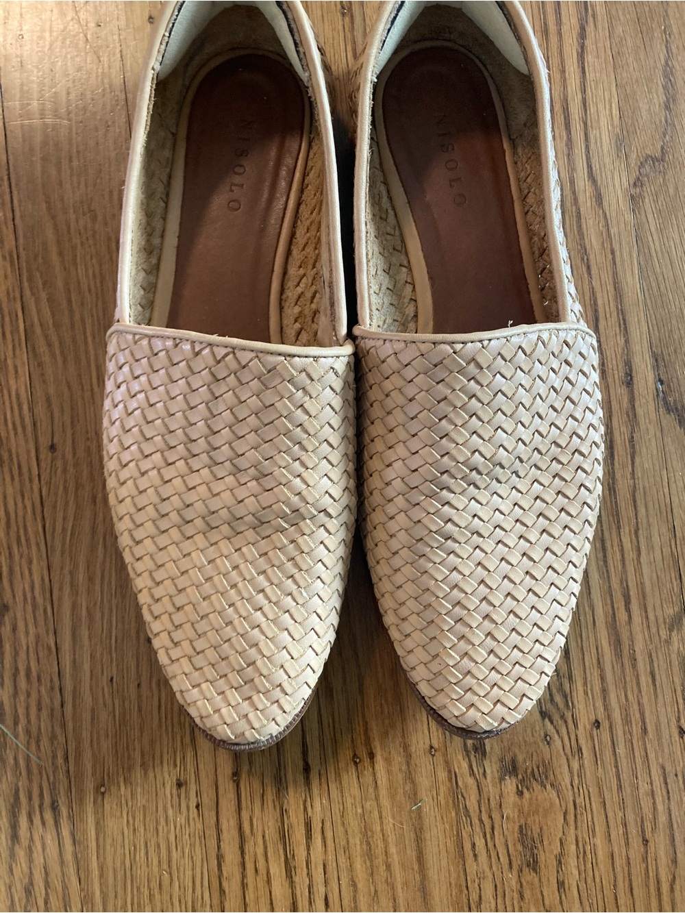 Nisolo Woven Slip-On Flats in Beige
